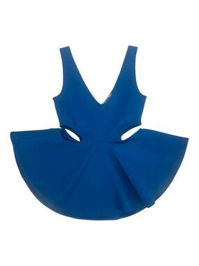 GOEN.J Peplum Top Women's S Sky Blue Architectural Cutout Korean Luxury Designer